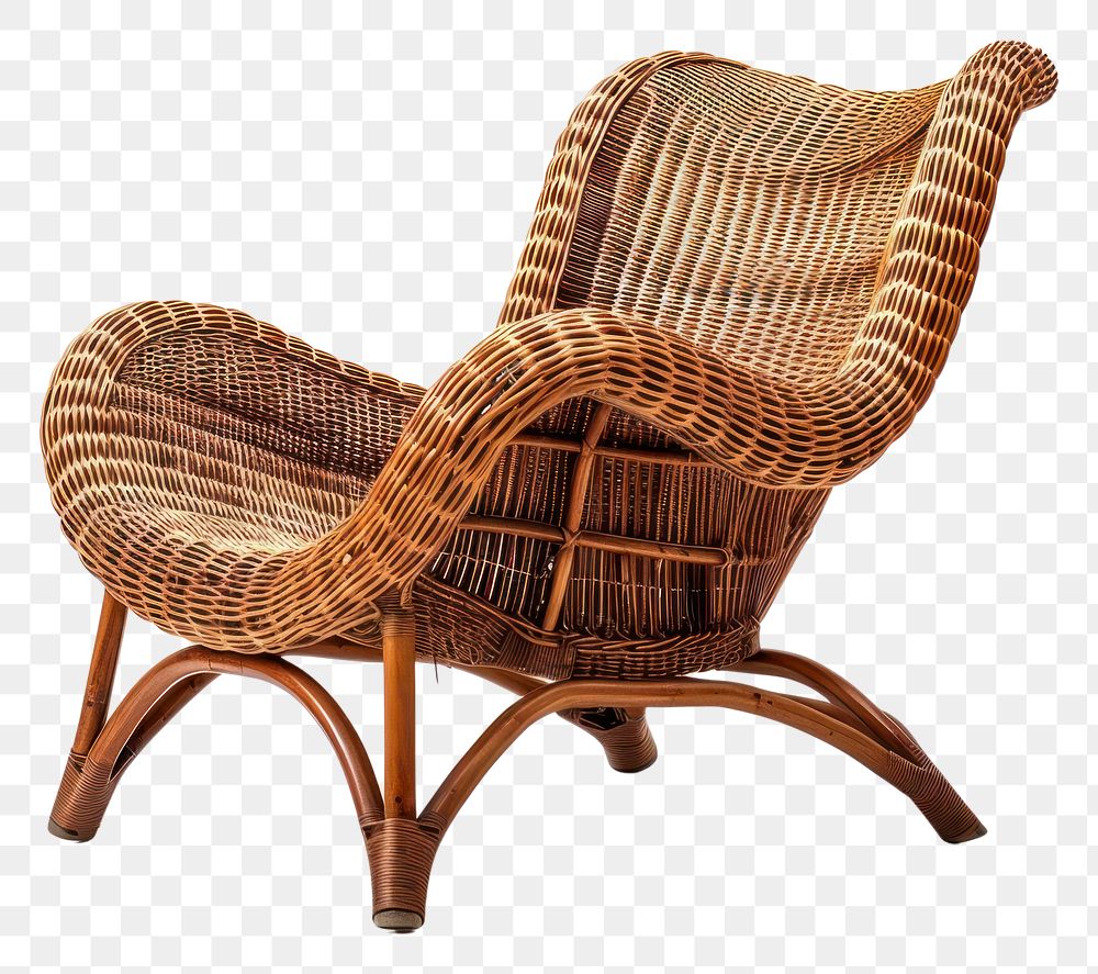 PNG Stylish rattan furniture armchair white background comfortable.