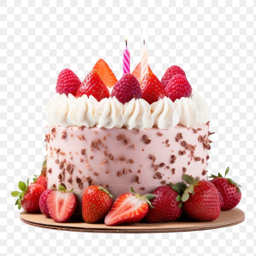 PNG Birthday cake strawberry birthday dessert.