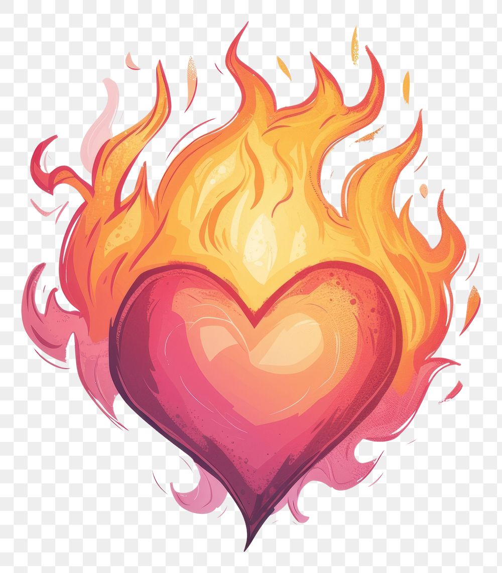 PNG Heart on flame fire creativity glowing.