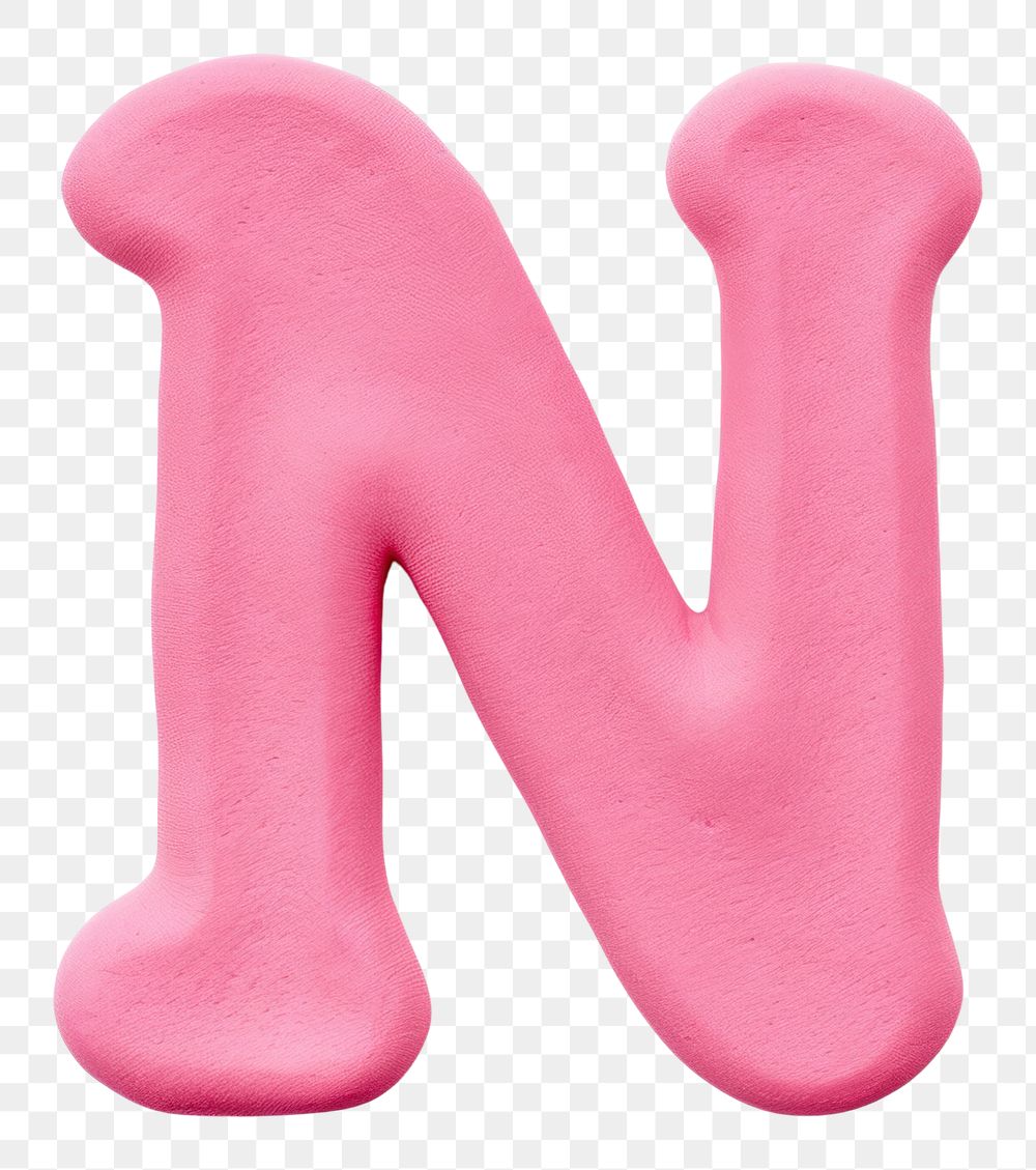 PNG Letter N text pink white background.