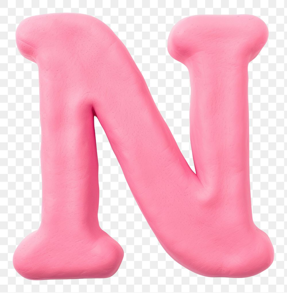 PNG Letter N text pink white background.
