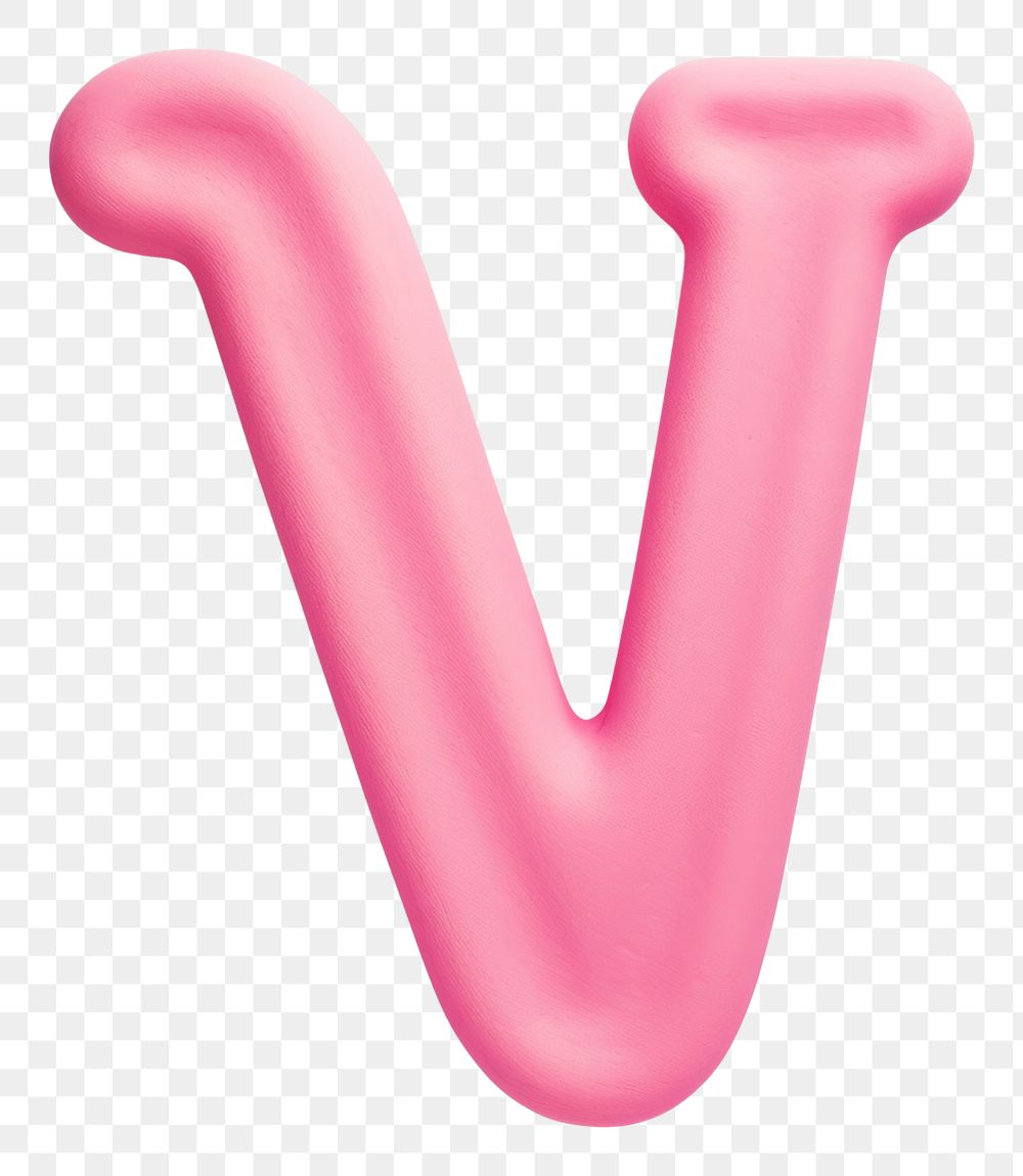 PNG Plasticine letter V text pink white background.