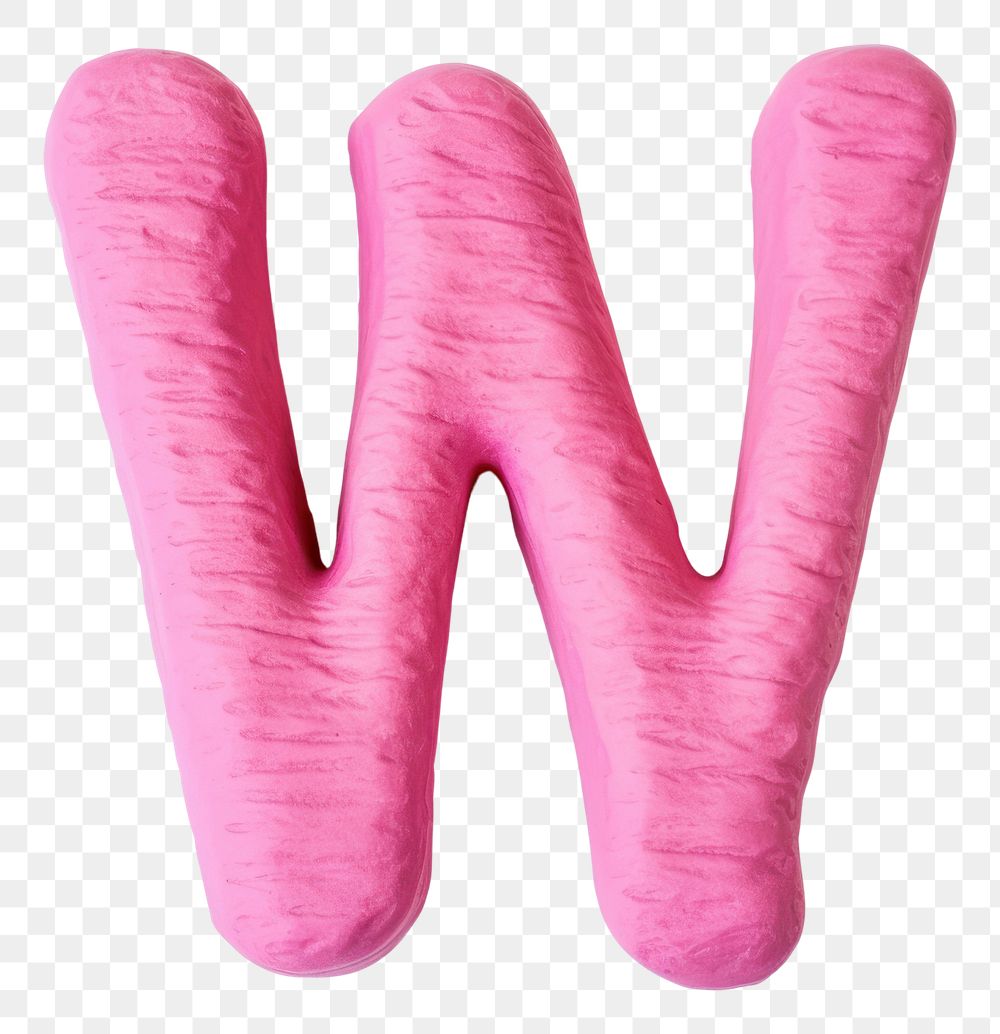 PNG Plasticine letter W pink text white background.