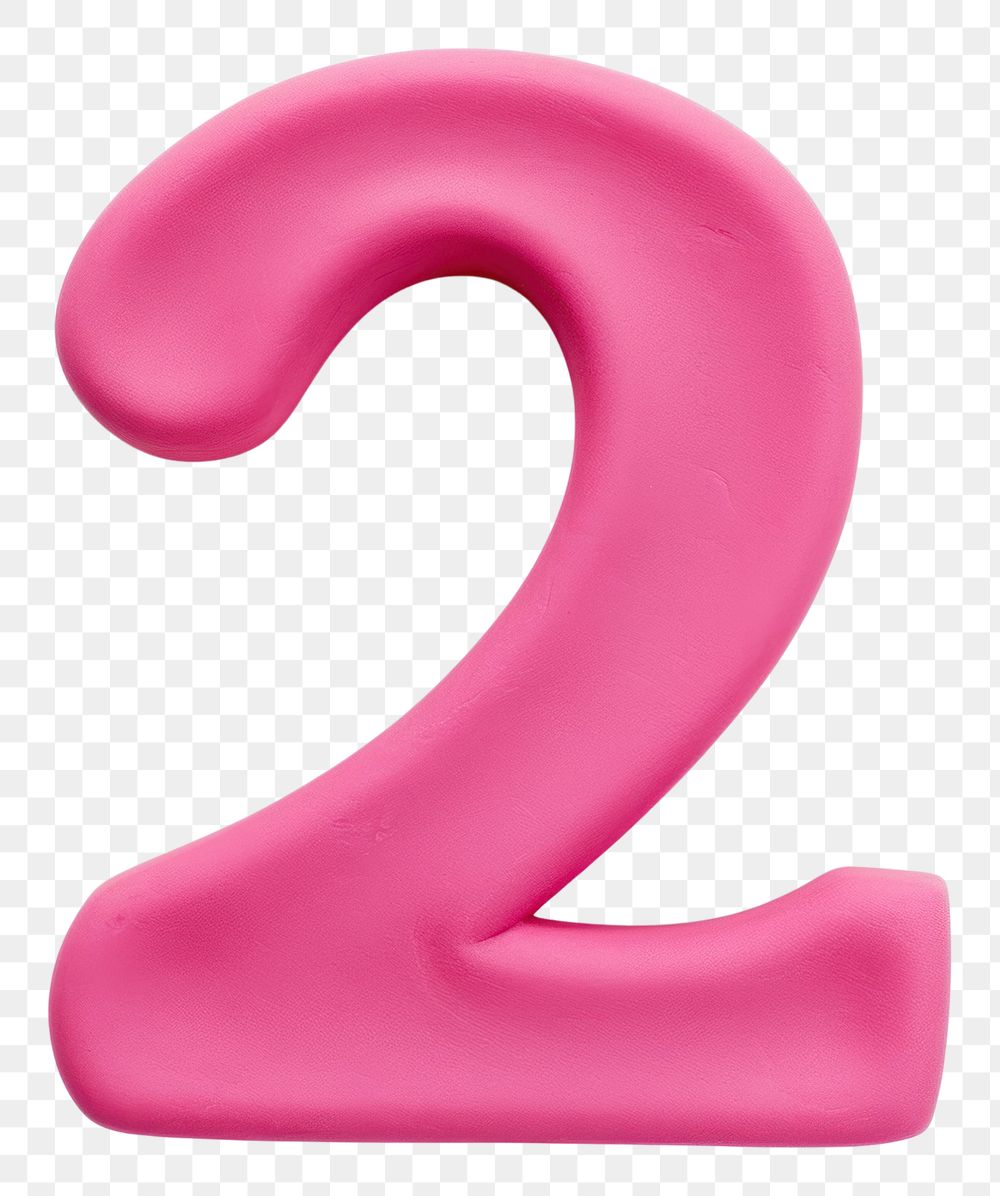 PNG Plasticine number 2 pink text white background.