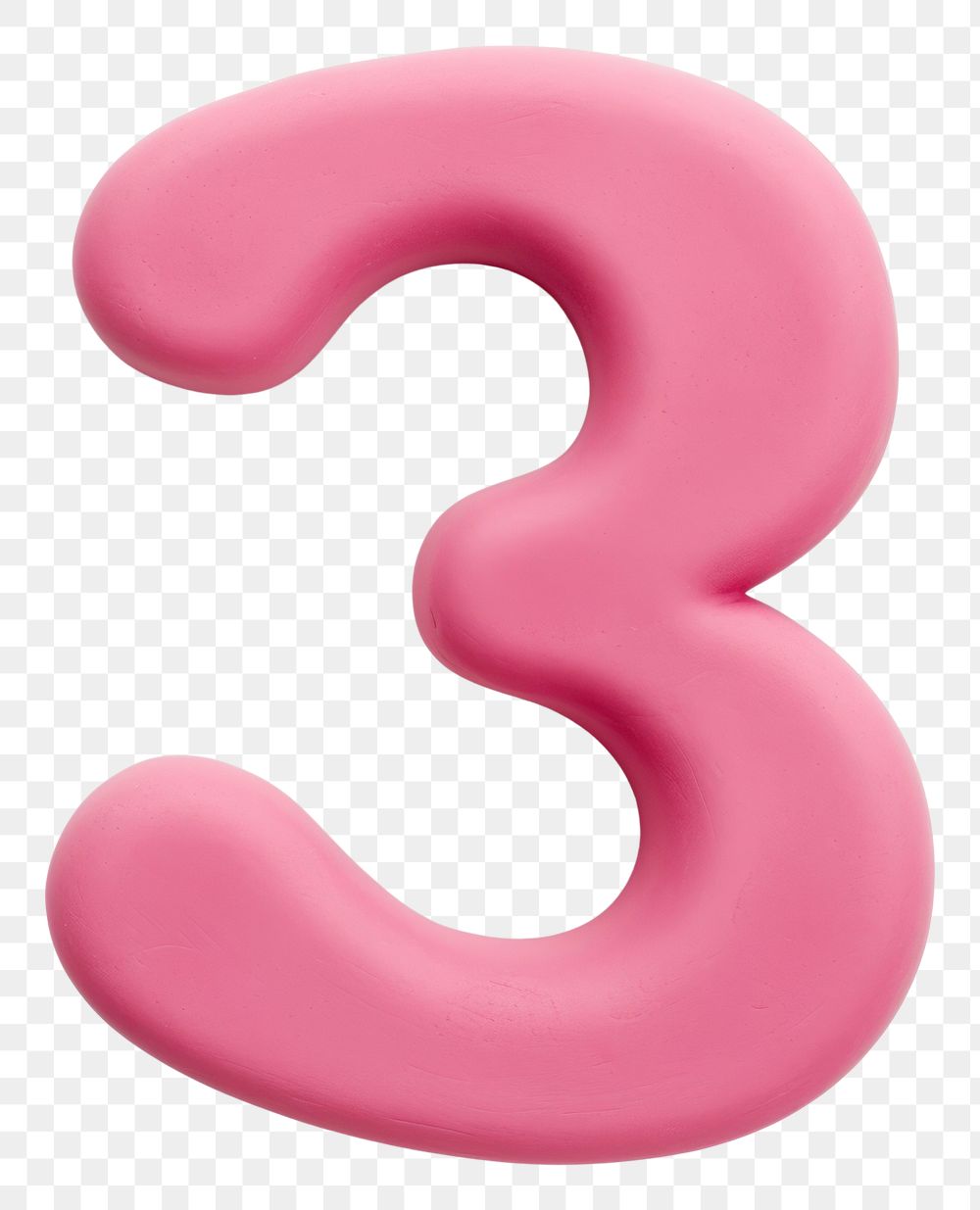 PNG Plasticine number 3 pink text white background.