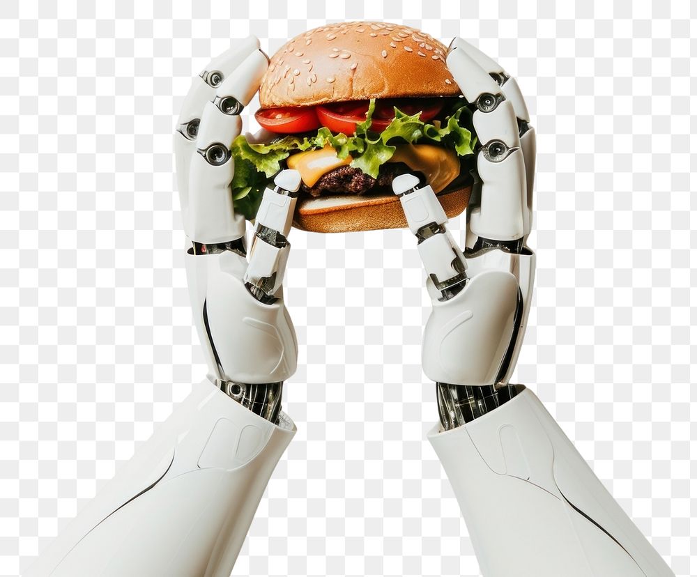 PNG Burger robot food hand.