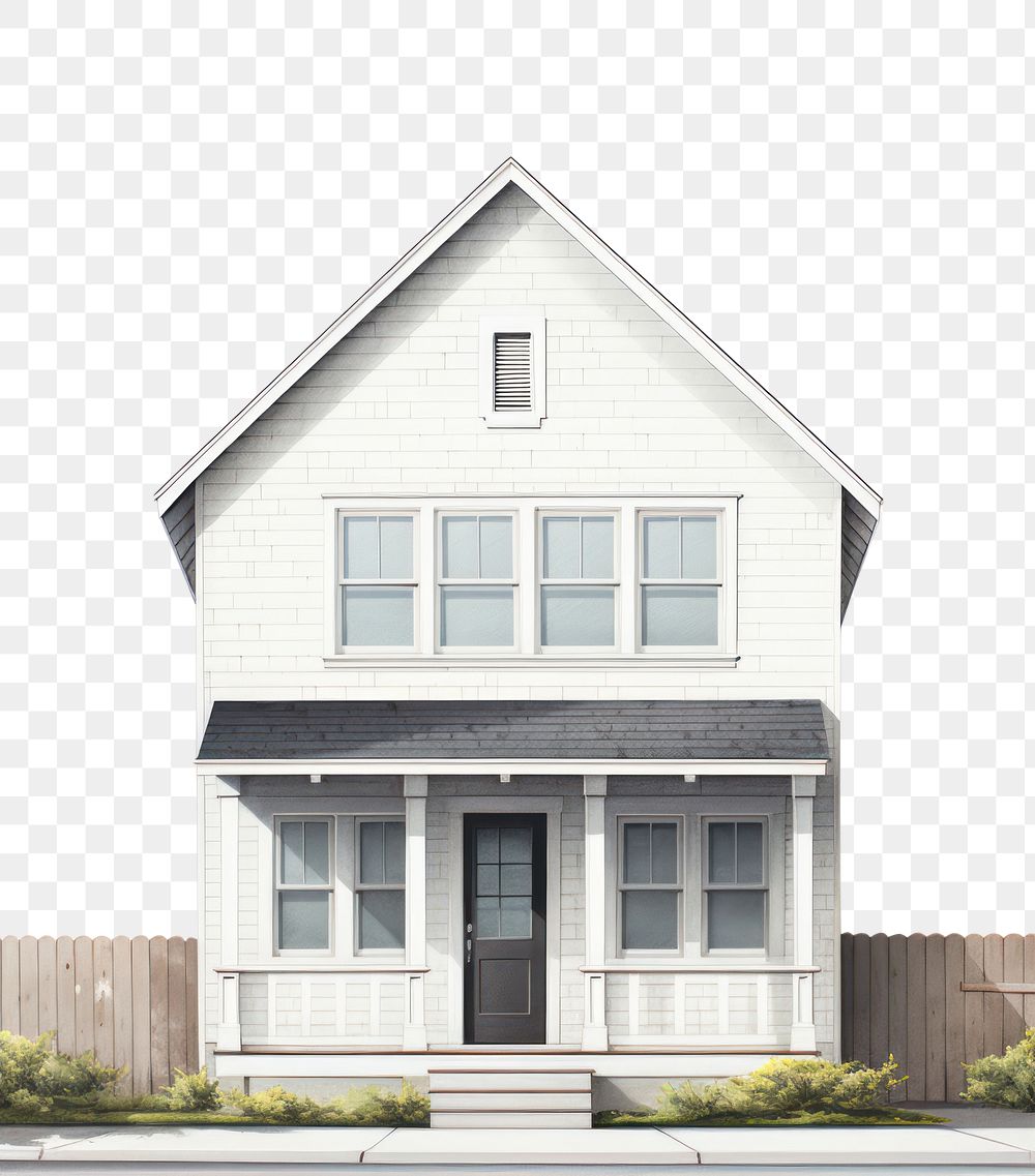 PNG Architecture illustration of a american suburb house building door white background.
