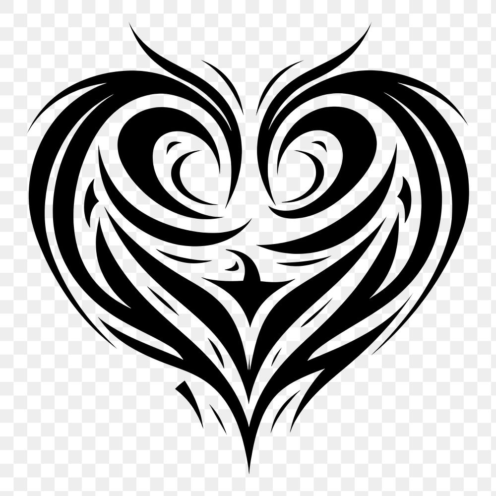 PNG Neo tribal heart shape logo creativity monochrome.