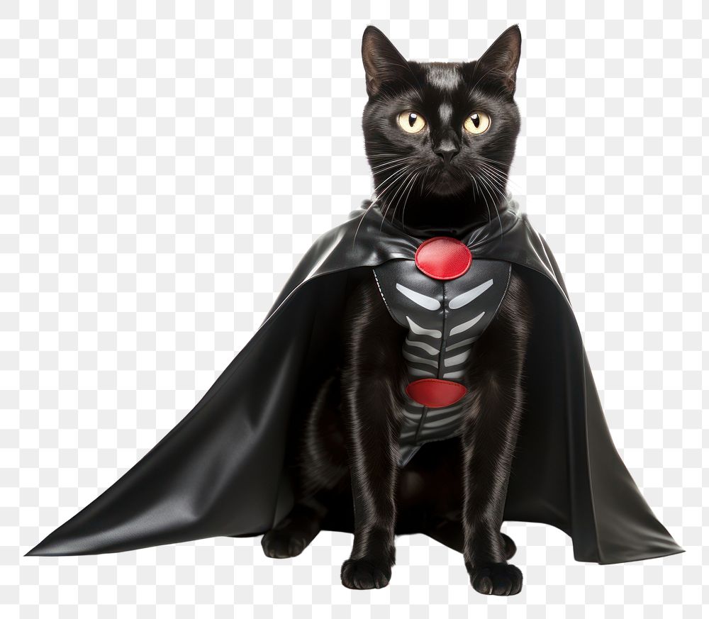 PNG Cat in superhero costume animal mammal pet.