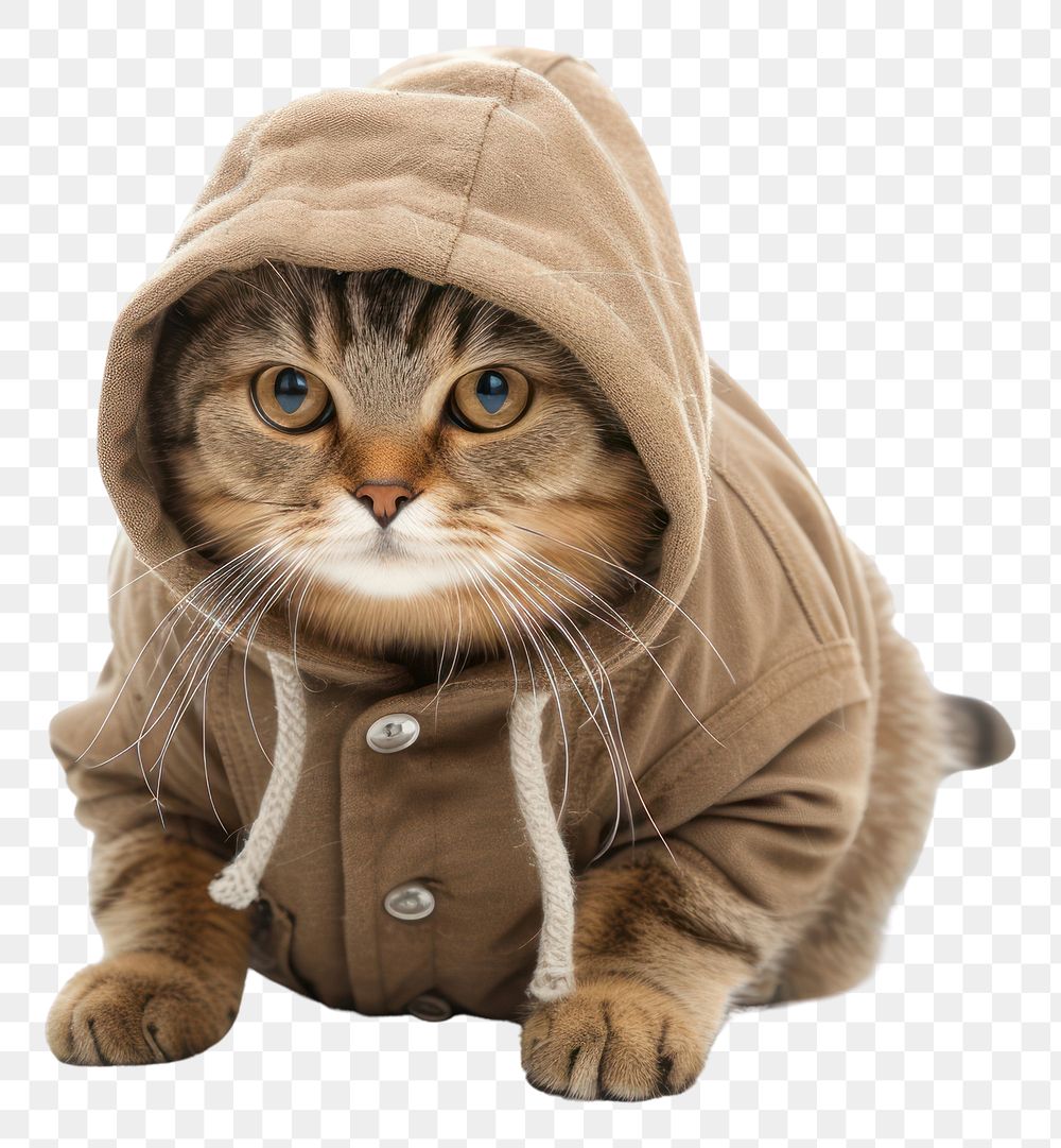 PNG Cat wearing clothes sweatshirt mammal animal.