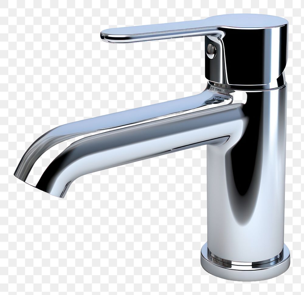 PNG Chrome faucet sink tap white background.
