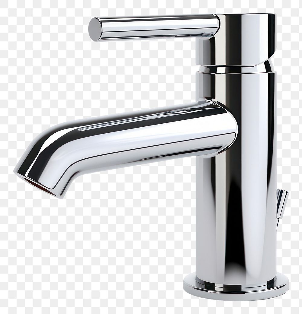 PNG Chrome faucet sink tap white background.