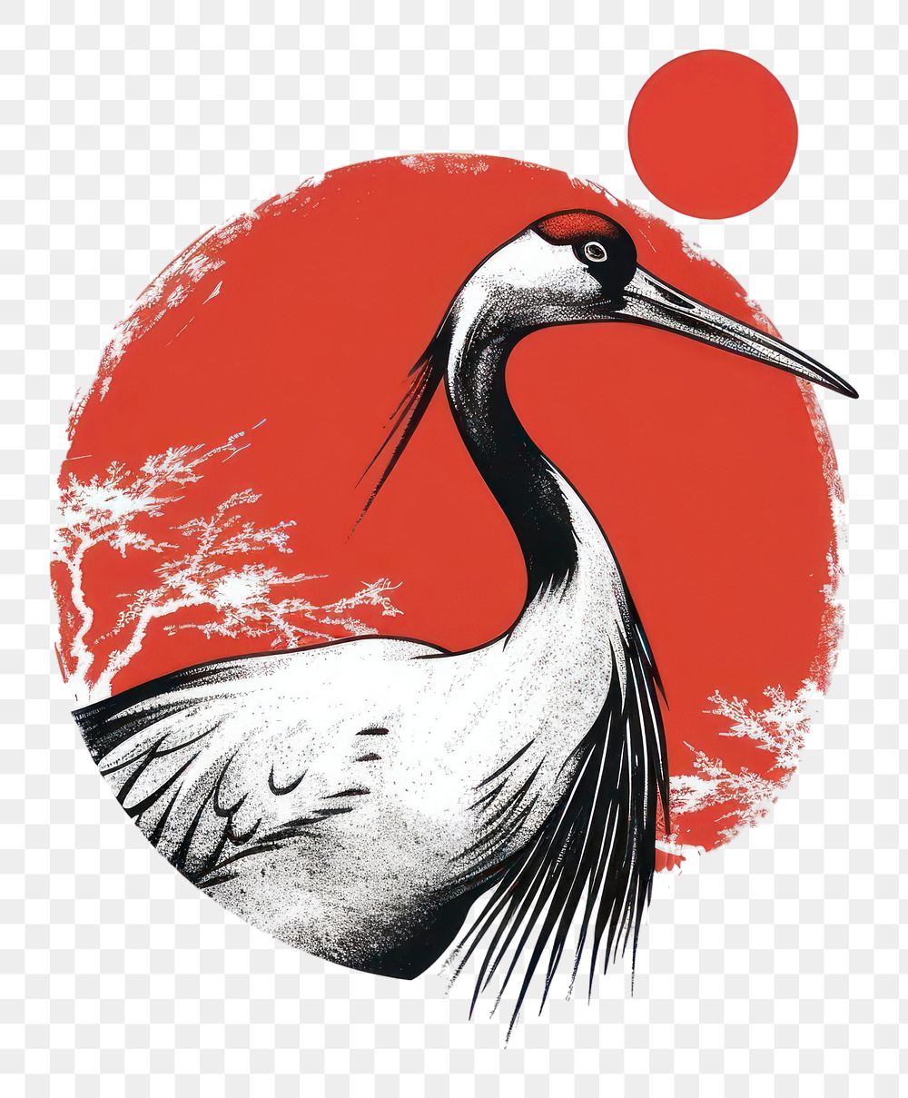 PNG Crane bird animal red ciconiiformes.