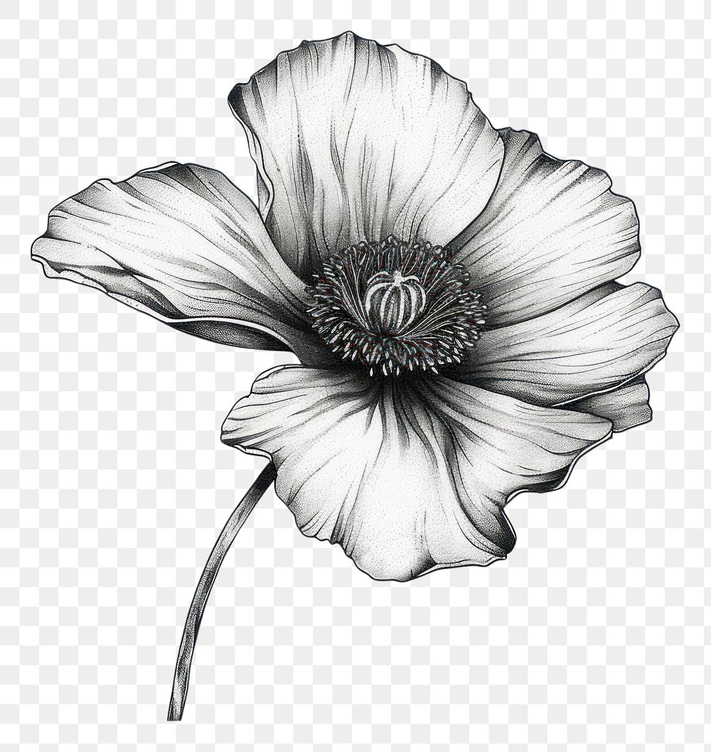 PNG Poppy tattoo drawing flower sketch.