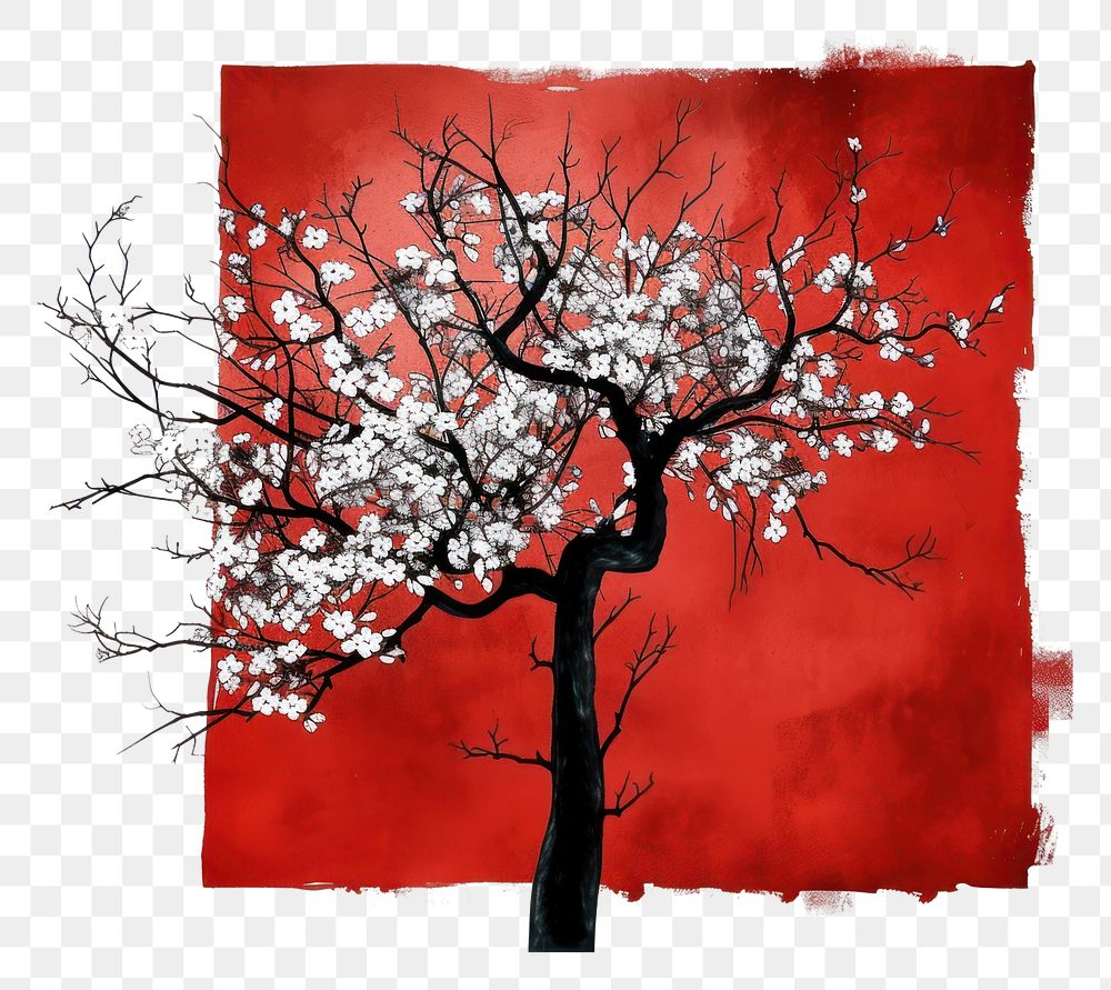 PNG Cherry blossom tree plant white art.