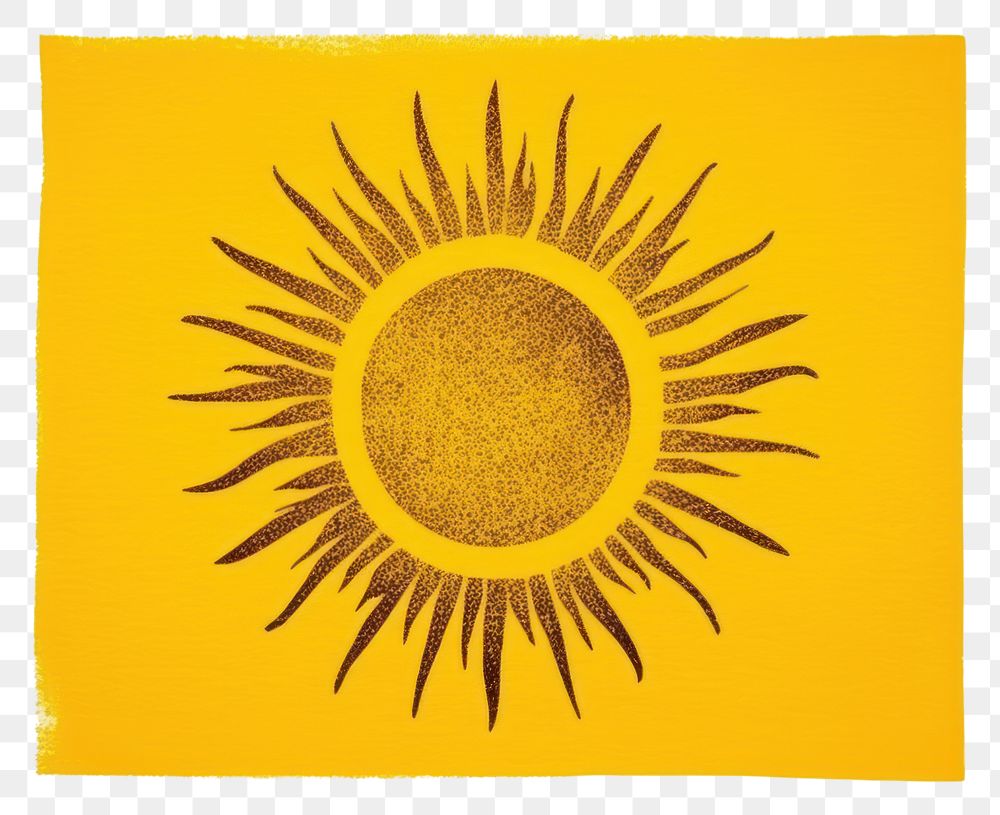 PNG Silkscreen of a vivid yellow color sun sunflower art creativity.