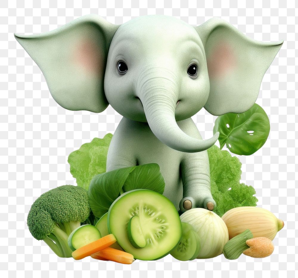 PNG Baby elephant vegetable animal mammal.