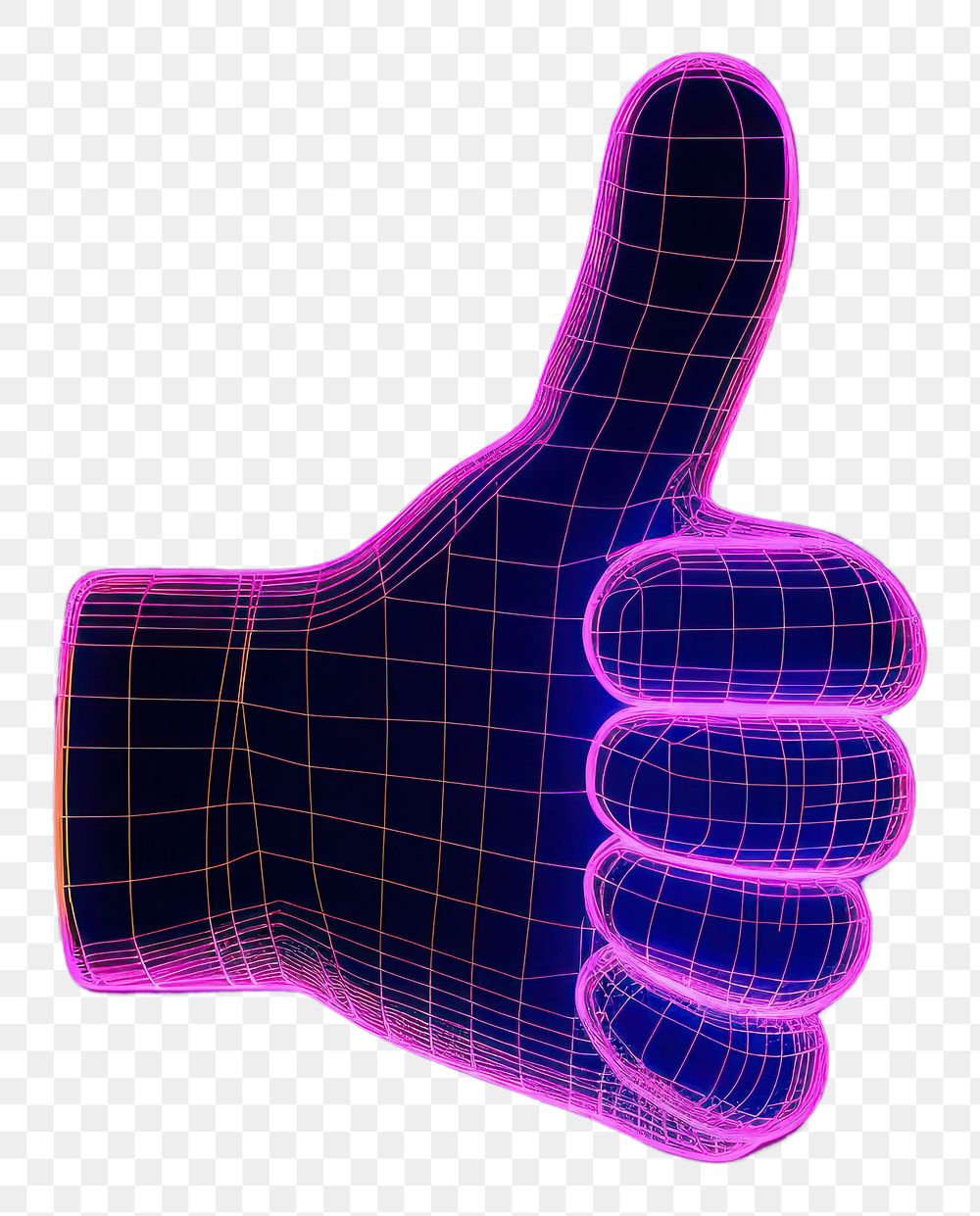 PNG  Neon thumbs up wireframe light hand neon.
