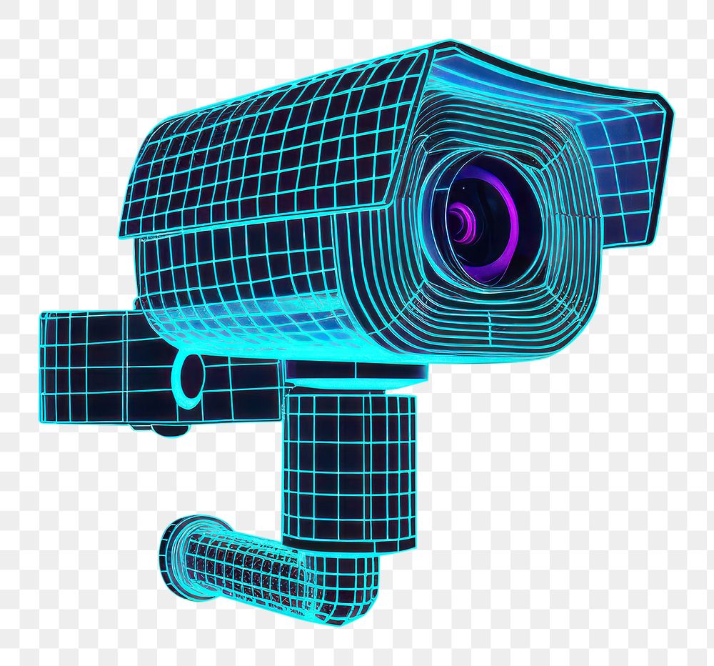 PNG  Neon cctv wireframe surveillance technology futuristic