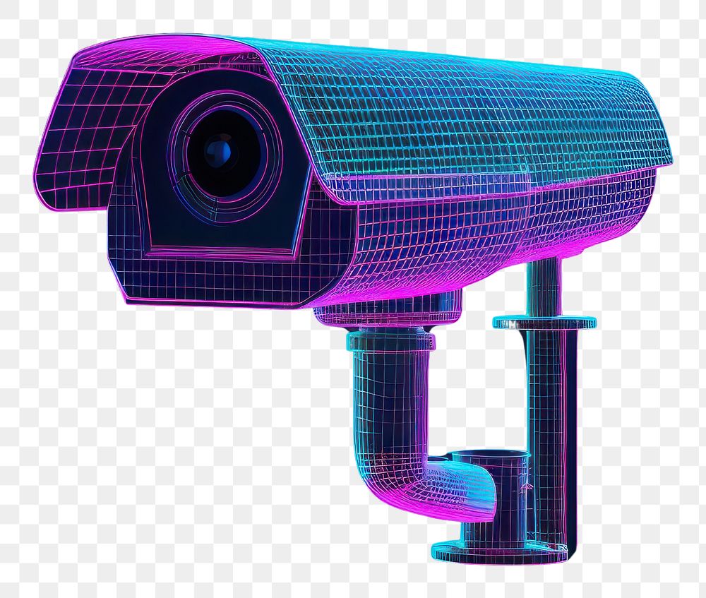 PNG  Neon cctv wireframe security surveillance electronics.