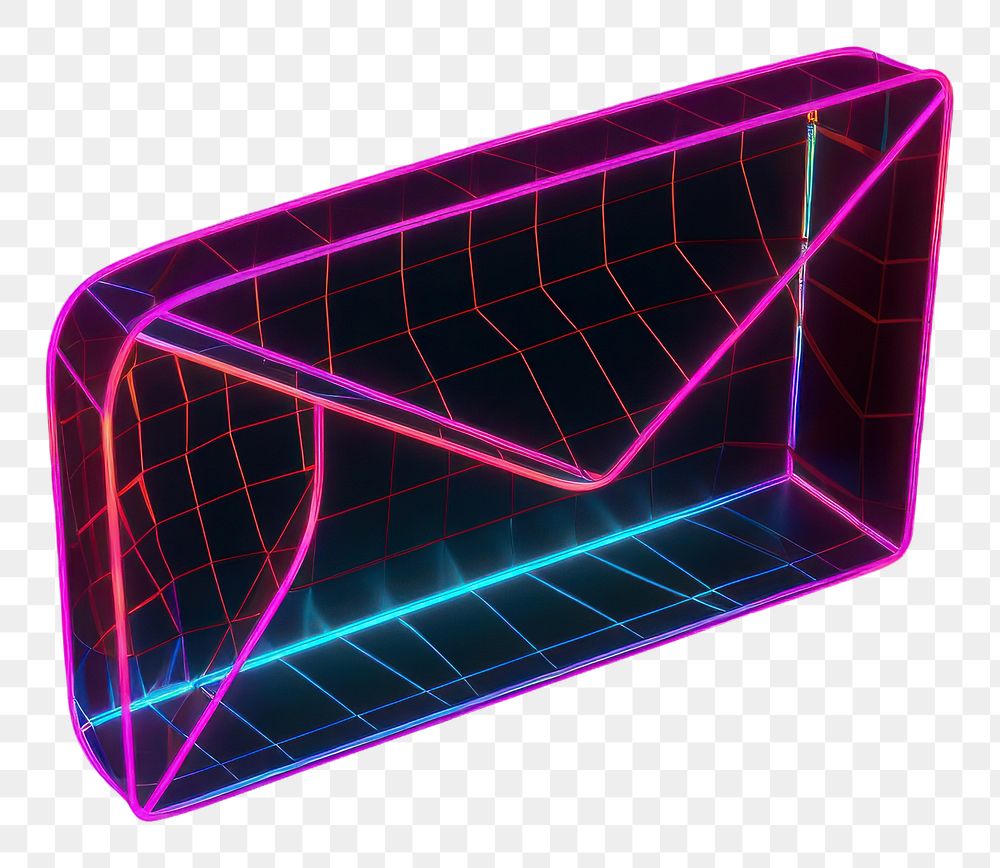 PNG  Neon mail wireframe light neon illuminated.