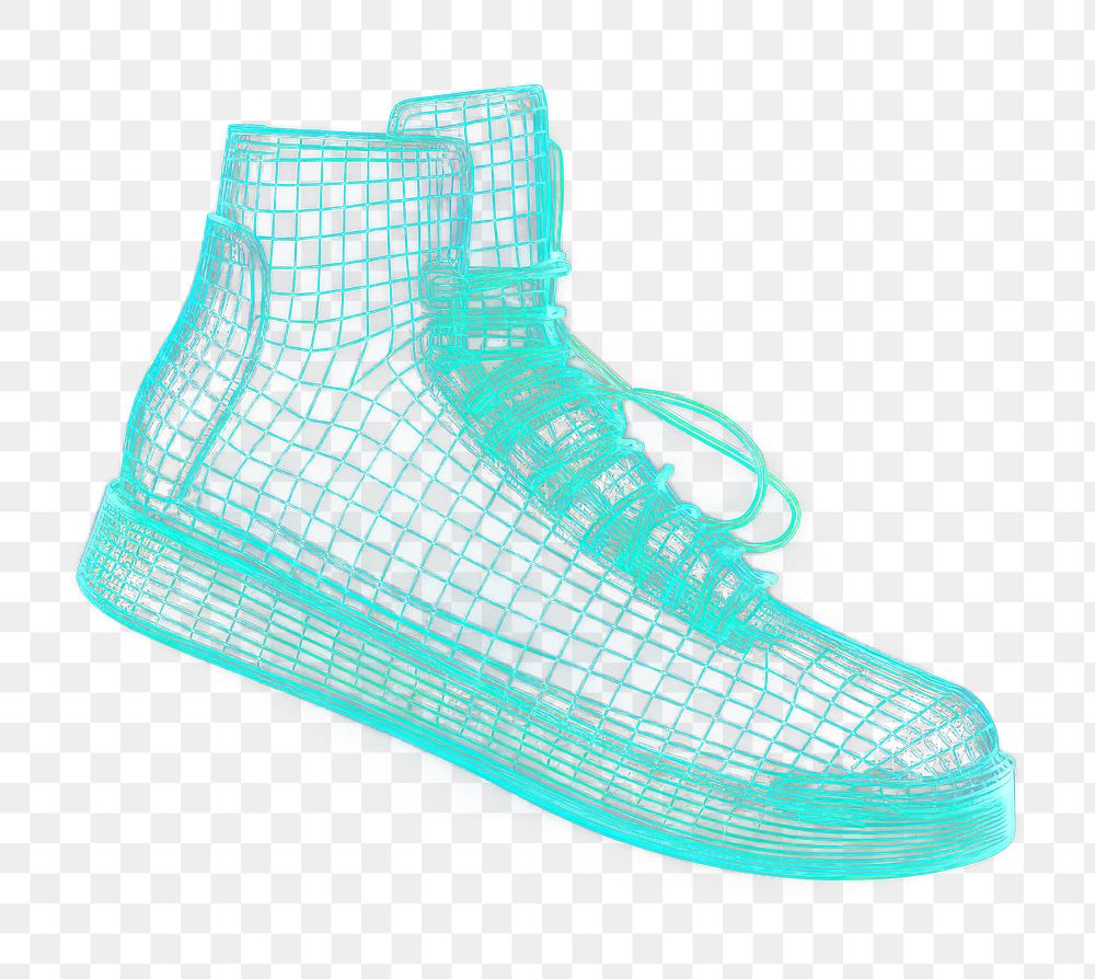 PNG  Neon shoes wireframe footwear light illuminated.