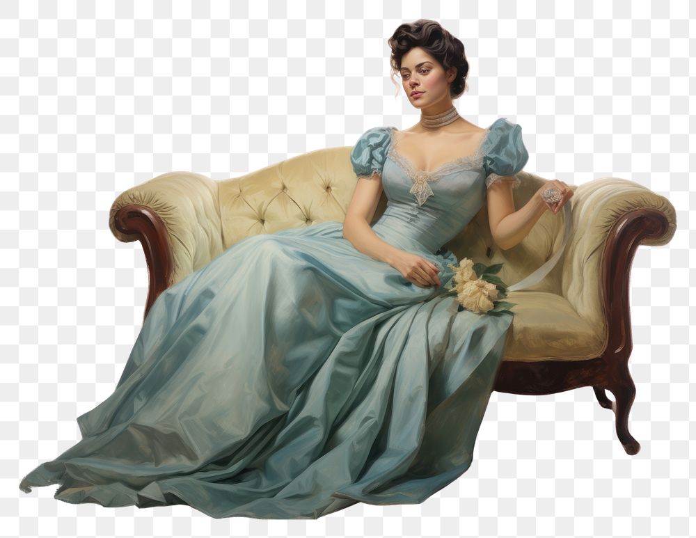PNG A pregnant Victorian woman sitting portrait furniture fashion dress.
