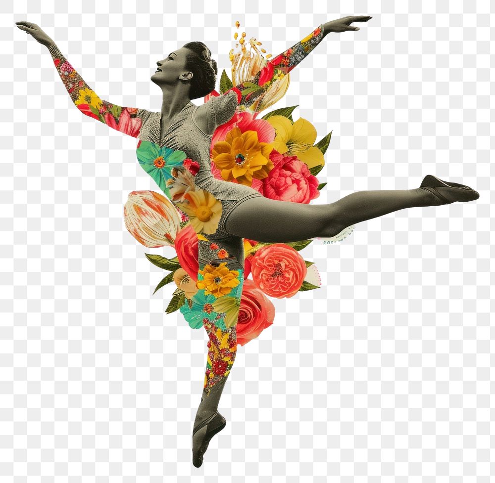 PNG Paper collage of gymnastic dancing flower adult