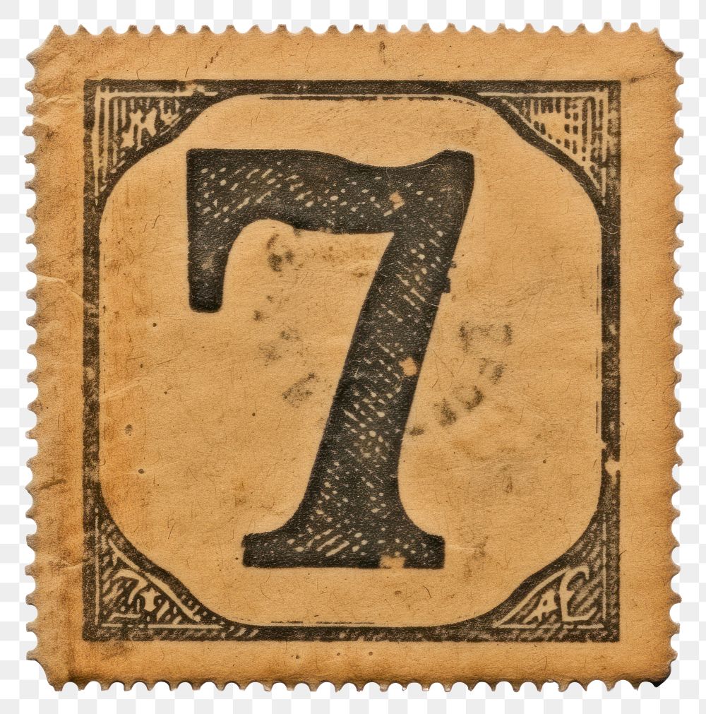 PNG Vintage Number 7 postage stamp.