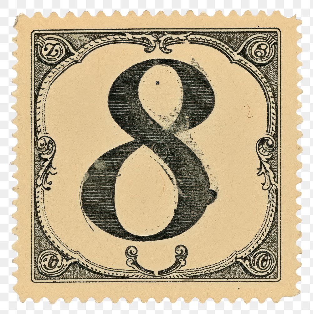 PNG Vintage Number 8 postage stamp.
