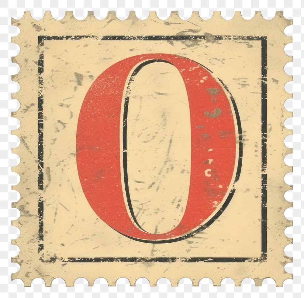 PNG Vintage Number 0 postage stamp.