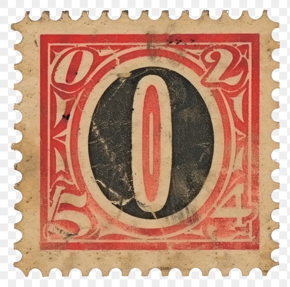PNG Vintage Number 0 postage stamp.