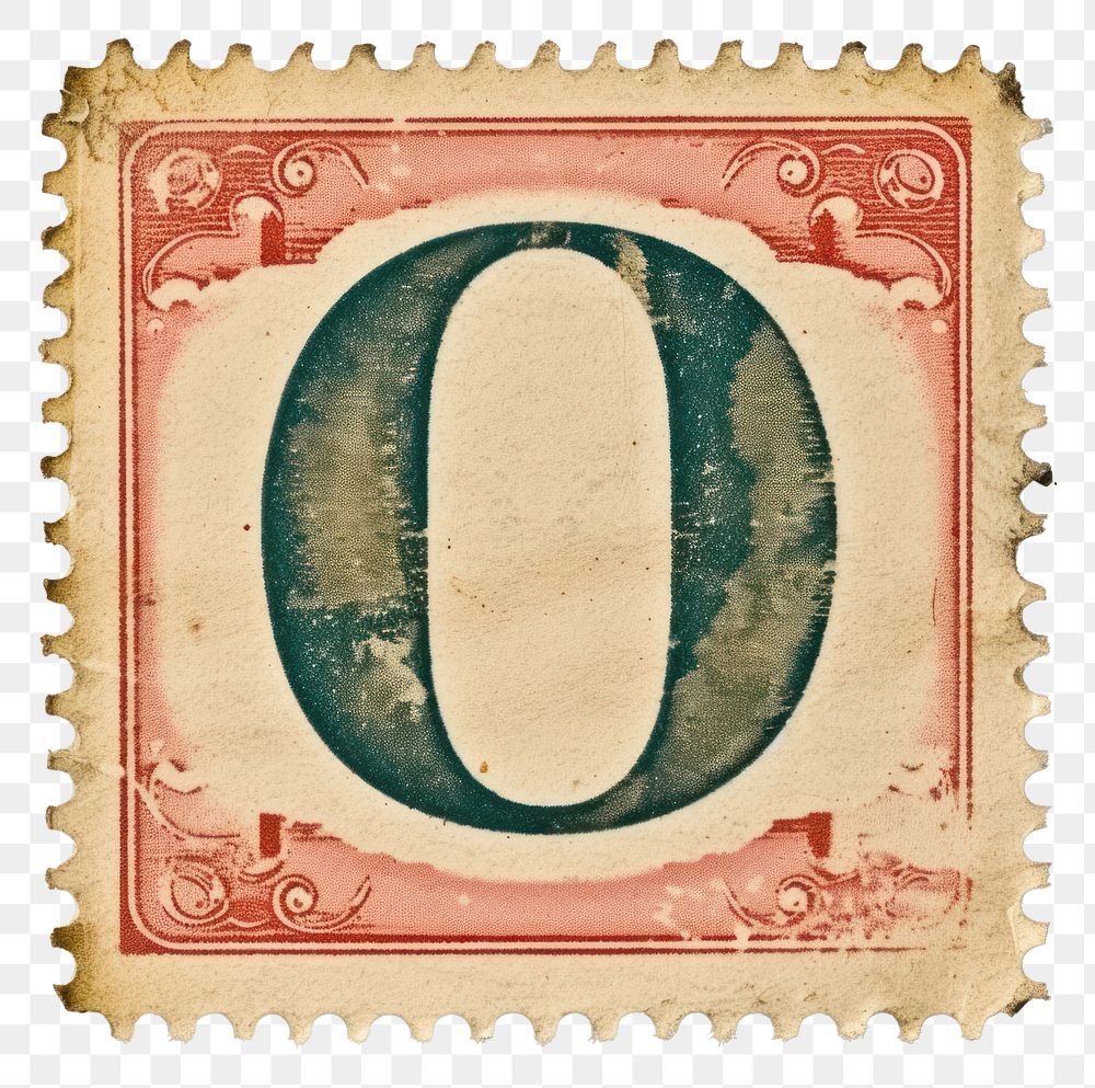 PNG Vintage Number 0 postage stamp.