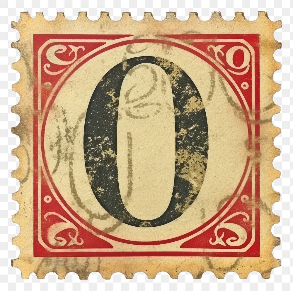 PNG Vintage Number 0 postage stamp.