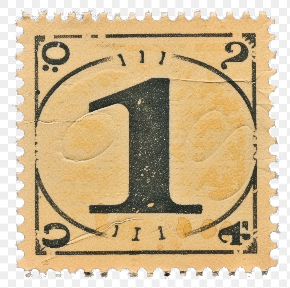 PNG Vintage Number 1 postage stamp.