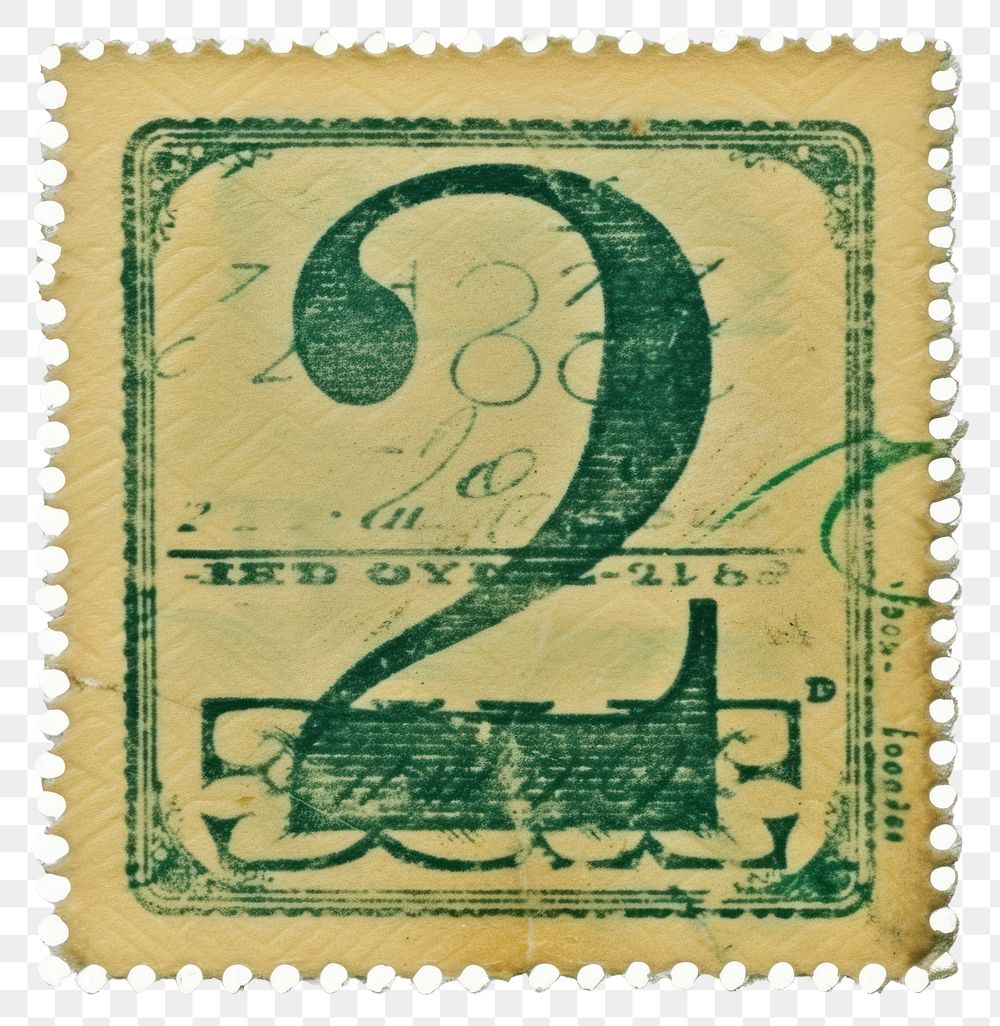 PNG Vintage Number 2 postage stamp.