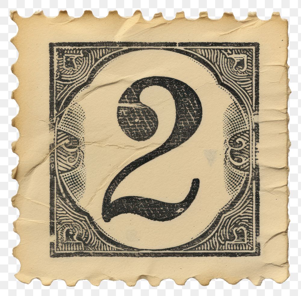 PNG Vintage Number 2 postage stamp.