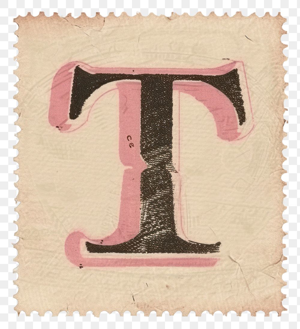 PNG Vintage alphabet T postage stamp.