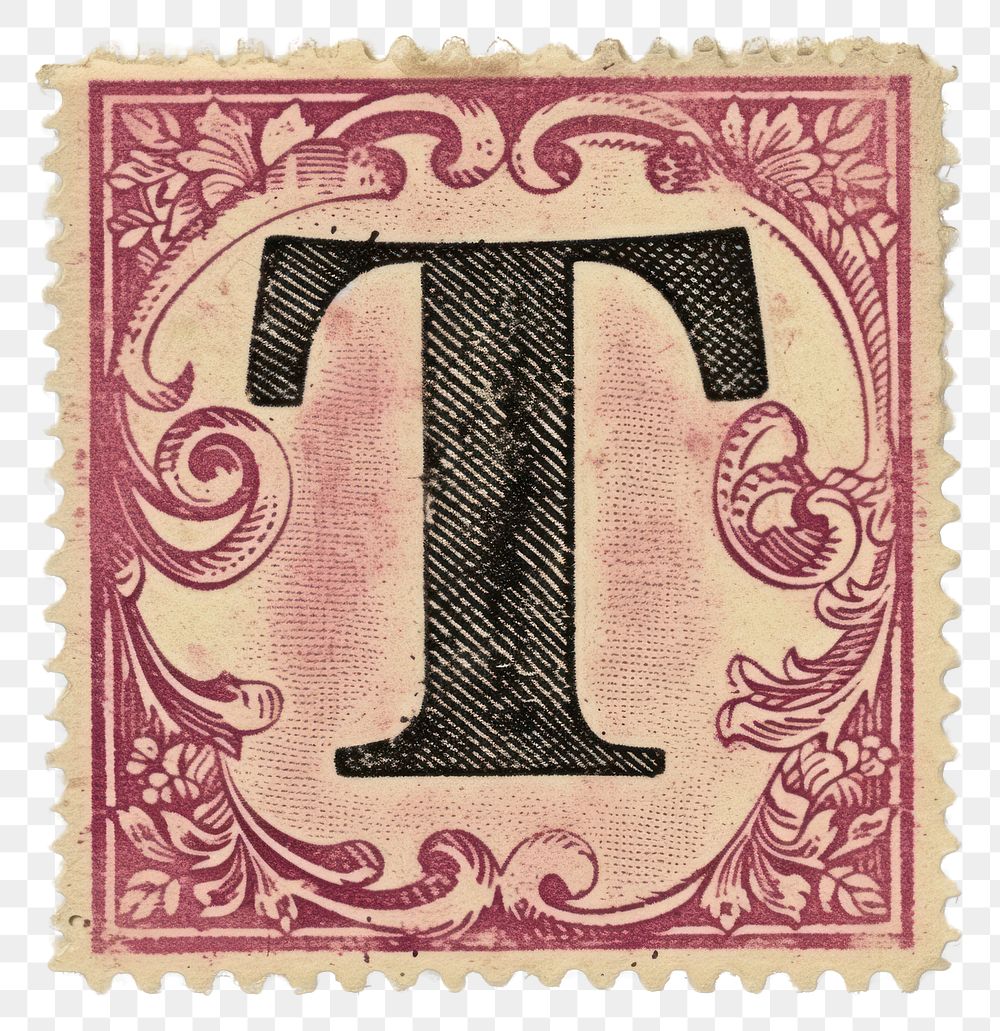 PNG Vintage alphabet T postage stamp.