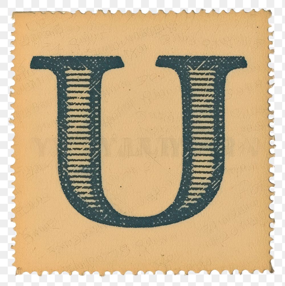 PNG Vintage alphabet U postage stamp.