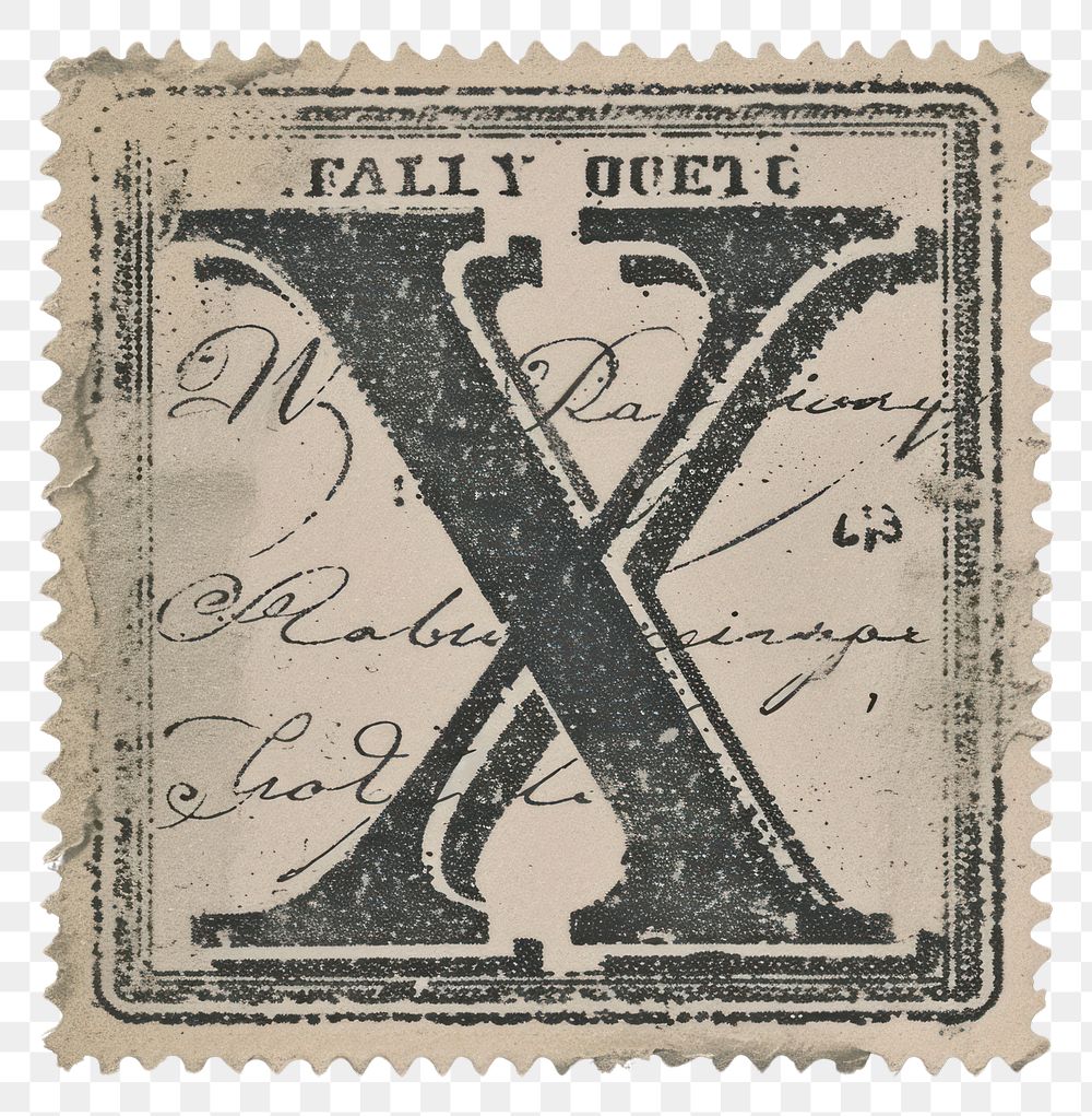 PNG Vintage alphabet X postage stamp.