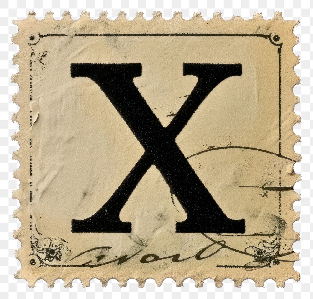 PNG Vintage alphabet X postage stamp.