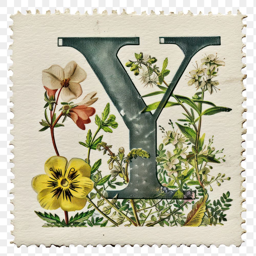 PNG Vintage alphabet Y postage stamp.