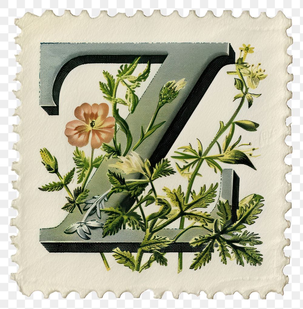 PNG Vintage alphabet Z postage stamp.
