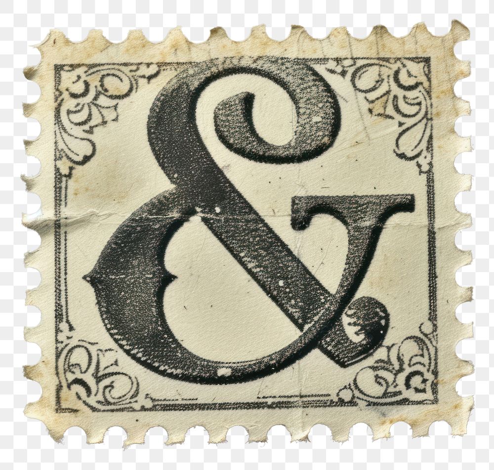 PNG Vintage Alphabet ampersand sign postage stamp.