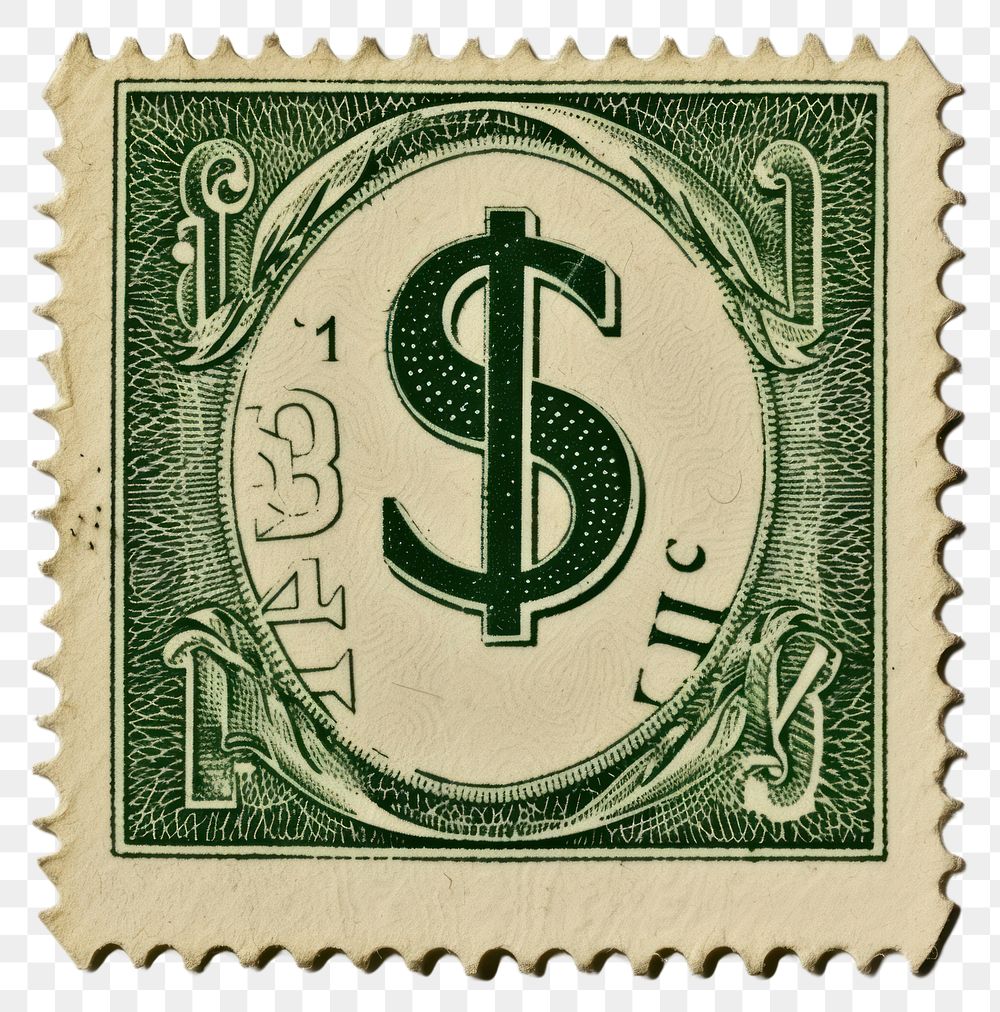 PNG Vintage Alphabet Dollar sign postage stamp