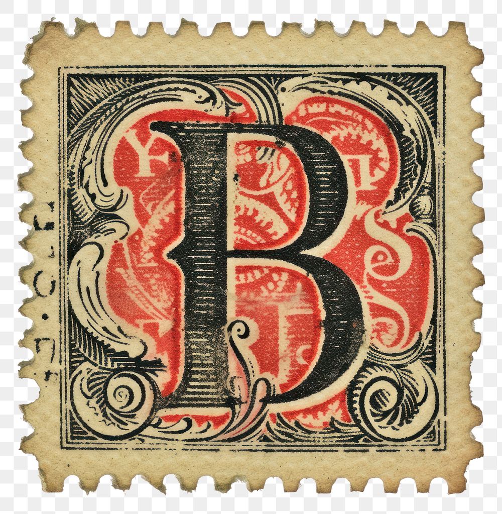 PNG Vintage alphabet B postage stamp.
