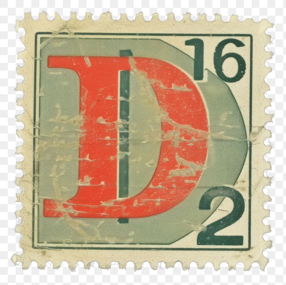 PNG Vintage alphabet D postage stamp.