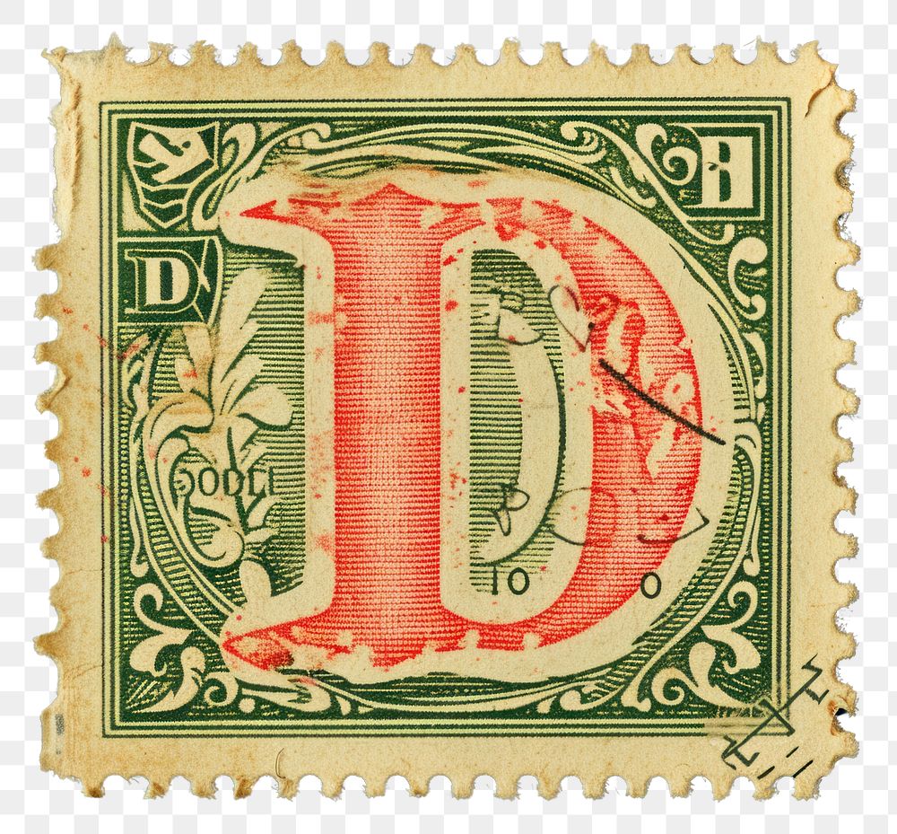 PNG Vintage alphabet D postage stamp