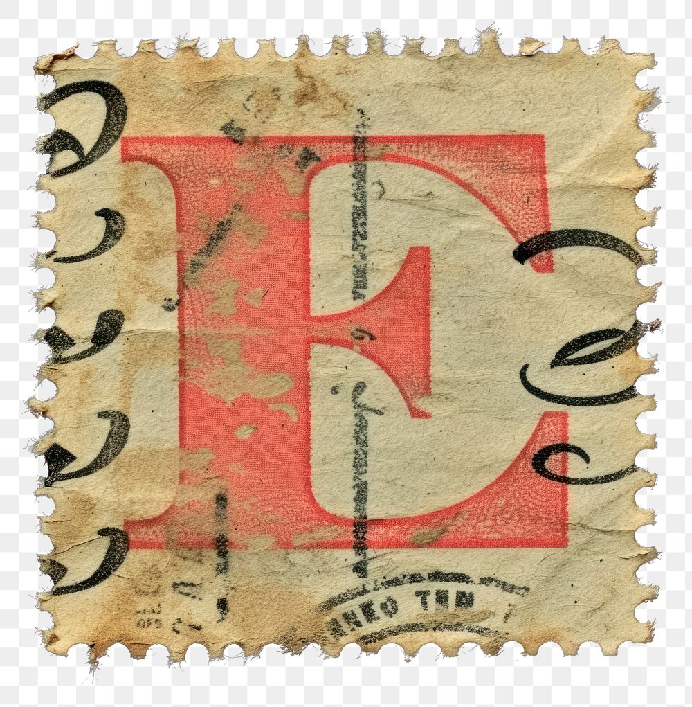 PNG Vintage alphabet E postage stamp.